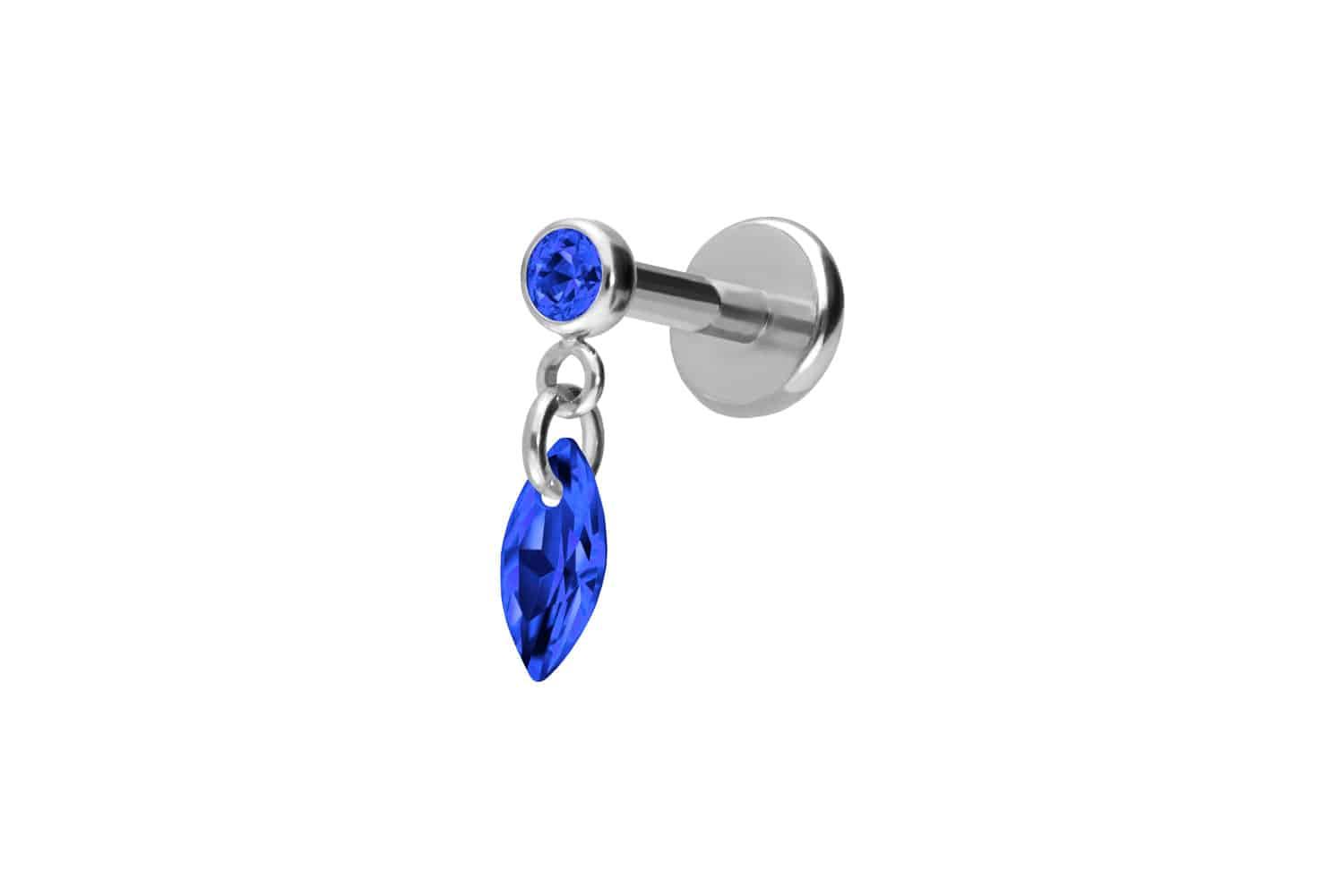 Titan Labret Piercing mit Push Fit KRISTALLOVAL